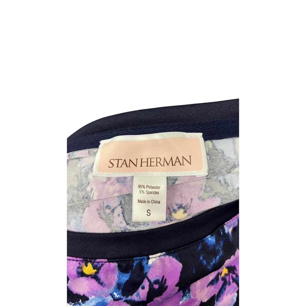 💜 Stan Herman S Purple Floral Dress Stretch Bodycon Y2K Retro Casual Chic - Picture 4 of 4